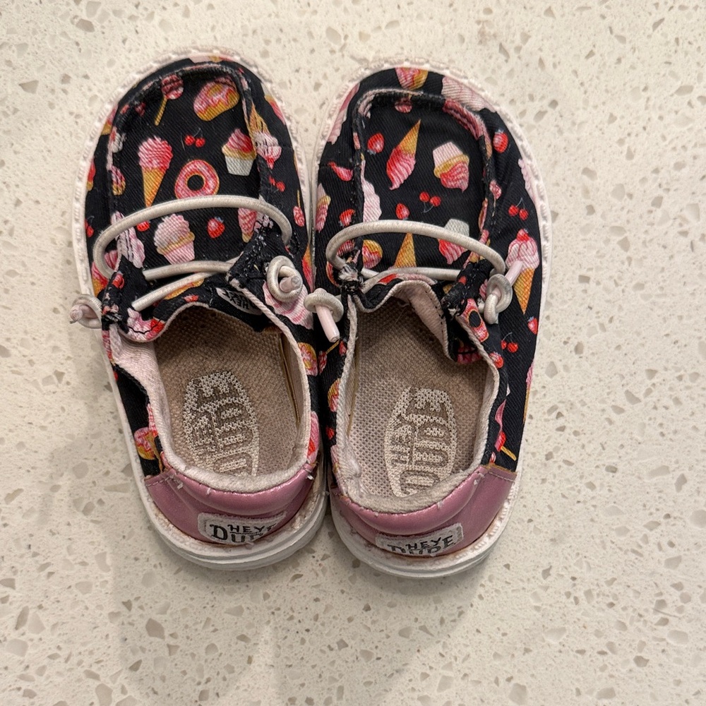 Hey Dude infant Black and Pink sweet treats Ice Cream Sneakers
